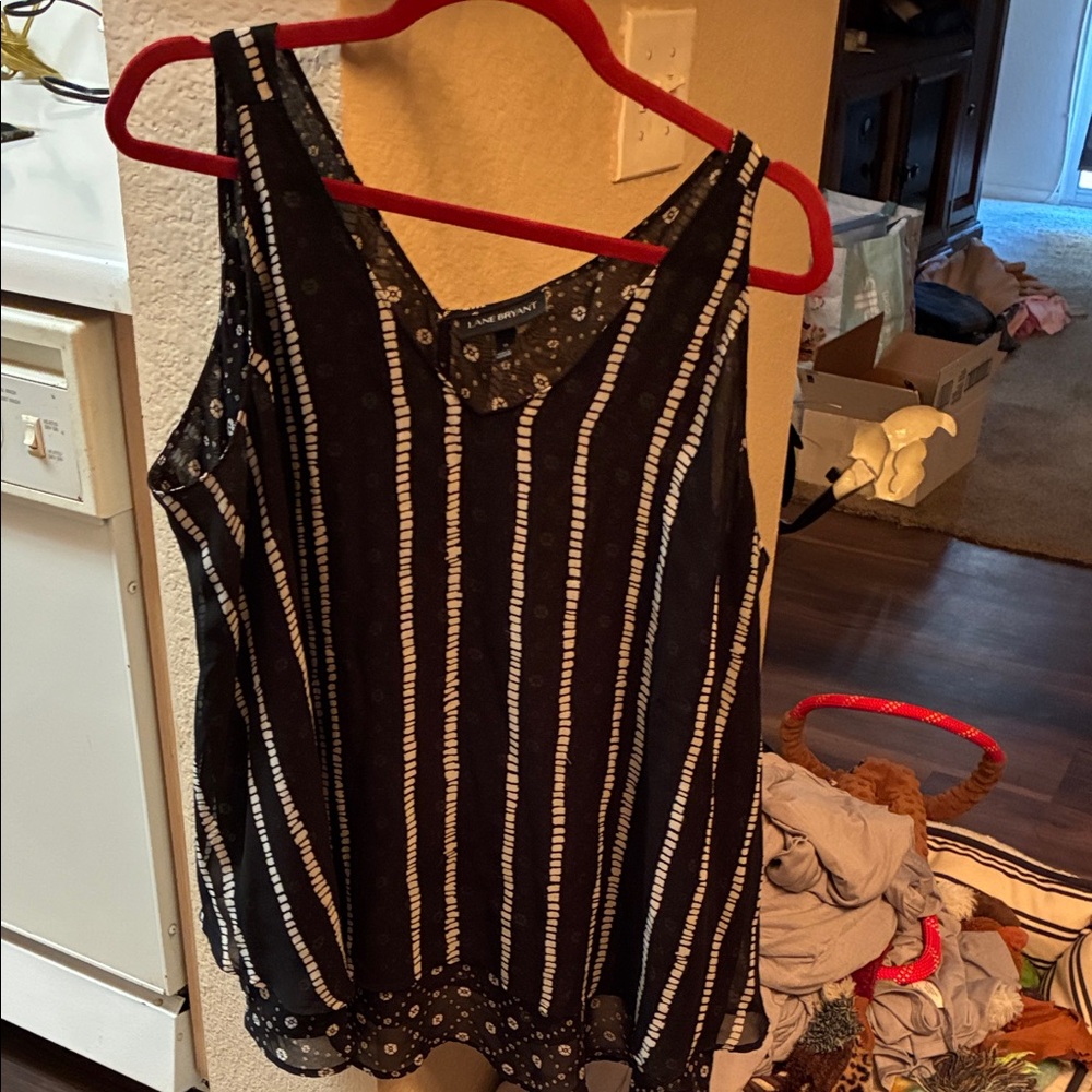 Lane Bryant Black and White Striped Tank Top